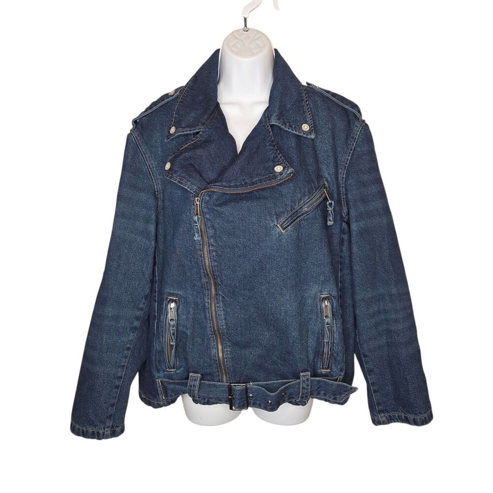 HIDDEN Jeans Los Angeles REBEL Dark Wash Relaxed Biker Denim Jean Moto Jacket M